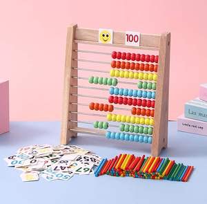 ABACUS <span class=keywords><strong>EN</strong></span> <span class=keywords><strong>BOIS</strong></span> AVEC GRANDES PERLES Abacus éducatif pour enfants Apprentissage des mathématiques préscolaire Jouets mathématiques pour garçons et filles Cadeau Multicolore - Product Image 4