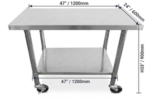 Commercial <b>Kitchen</b> Equipment Steel <b>Table</b> With Wheels Adjustable Legs Commercial <b>Kitchen</b> <b>Prep</b> <b>Table</b> Heavy Duty Restaurant Design - Product Image 1