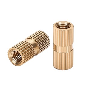 Tuerca de inserción de cobre de doble paso Ff M6 19.1 mm redonda moleteada métrica GB809 acabado natural - Product Image 4