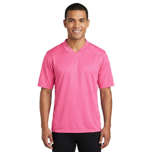 Camiseta de Fútbol Americano con Cuello en V para Hombre, Color Rosa, Absorbente de Humedad, Transpirable, Estampado Sublimado, 100% Poliéster, Manga Corta, Corte Regular - Product Image 1