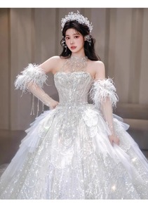 S0514Y 2026 Nuovo Abito da Sposa con Collo Halter Leggero, Stile <span class=keywords><strong>Haute</strong></span> <span class=keywords><strong>Couture</strong></span> di Alta Qualità, Vestito da Sposa con Strascico per Taglie Forti e Petite - Product Image 5