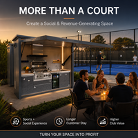 Pergola de cuisine extérieure haut de gamme en aluminium avec barbecue, meuble en acier inoxydable 304, évier, réfrigérateur et abri