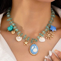 Colliers en chaîne perlée bohèmes, nouveauté, avec pendentifs créatures marines (étoile de mer, coquillage) – Accessoires de mode pour femmes, idéaux pour les vacances à la plage