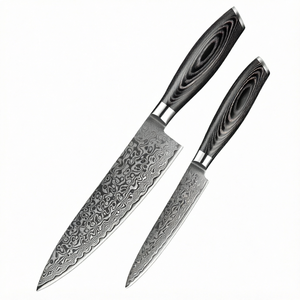 Cuchillo de Cocina de Acero de Damasco Hecho a Mano de Alta Calidad con Mango de Madera y Funda de Cuero, Cuchillos de Supervivencia al por Mayor - Product Image 1