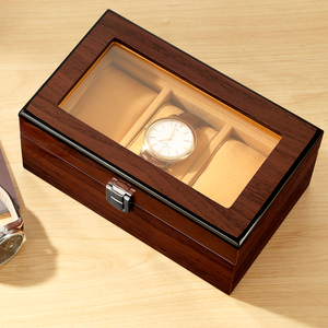 Boîte d'emballage de <span class=keywords><strong>montre</strong></span> en bois de luxe personnalisée M&Q, boîtes à <span class=keywords><strong>remontoir</strong></span> de <span class=keywords><strong>montre</strong></span> en acier inoxydable, étui pour 3/6/8/12/18 montres, boîte en bois noire ou marron M100 - Product Image 4