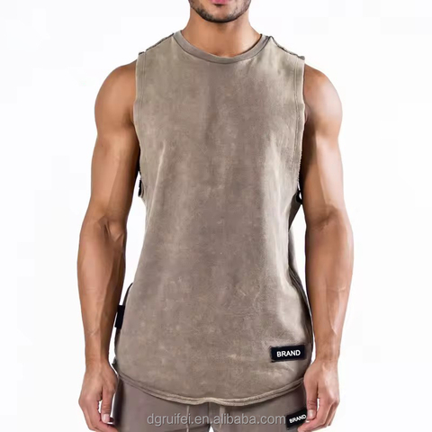 Cotton Printed Washed Gym Tank Top