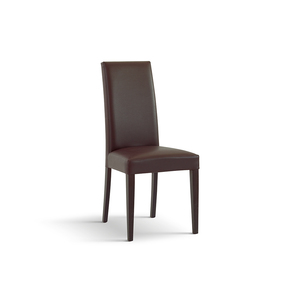 Juego de 2 sillas Andrea de cuero ecológico Wenge con base de metal para comedor interior - Product Image 1