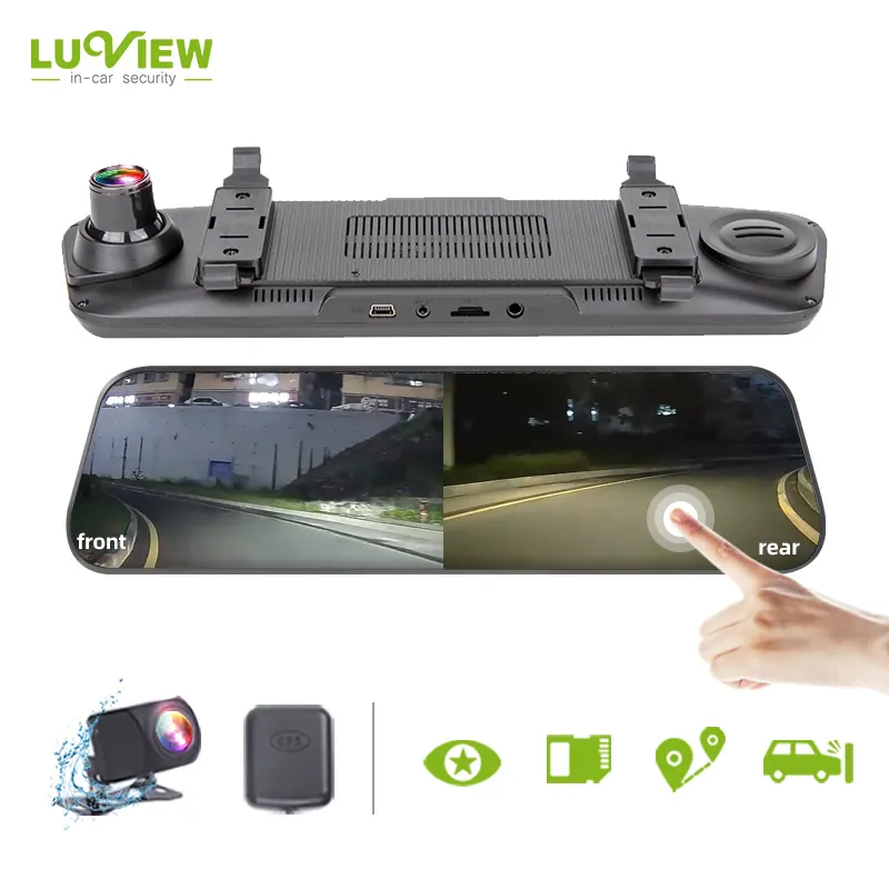 Smart 1080P pantalla táctil DVR impermeable vehículo Dash Cámara GPS doble lente ángulo WDR funciones caja negra espejo retrovisor coches