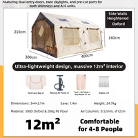 Grande tente gonflable familiale Oxford quatre saisons, imperméable, portable, pour 8 à 10 personnes, installation automatique, pour les voyages et les pique-niques