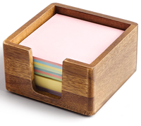 Porte-notes adhésifs en bois d'acacia personnalisé, distributeur de notes Post-it pour bureau, organisateur de notes adhésives 3x3, porte-bloc-notes
