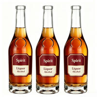 Bouteille de boisson en verre super flint de 500 ml avec finition givrée et bouchon en liège pour la vodka, les spiritueux, le gin, le rhum, la tequila, le vin, l'eau