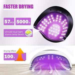 Lámpara UV LED para Uñas de 220W con 57 Lámparas LED, Sensor Automático, 4 Ajustes de Temporizador, Pantalla Táctil LCD, Material Plástico para Esmalte de Gel - Product Image 2