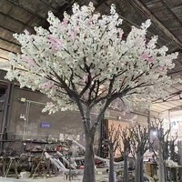 Pohon Bunga Sakura Buatan Warna Putih untuk Dekorasi Pohon Harapan, Pohon Bunga Persik Berdiri untuk Lobi Besar Kedai Kopi