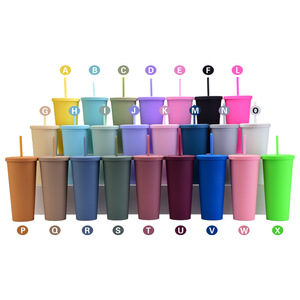 Reusable <strong>Plastic</strong> 22OZ Coffee <strong>Tumbler</strong> Double Wall Water Cup With Straw <strong>Plastic</strong> Clear <strong>Tumbler</strong> - Product Image 3
