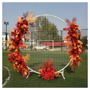 Wedding decorative metal flower ring stand grid iron arch frame for party stage display Artificial wrought iron round ring arch