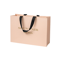 Bolsa de Regalo de Papel Impresa Personalizada al por Mayor con Forro de Esponja, Asa de Cinta, Elegante Bolsa de Compras CMYK para Boutique, Embalaje de Recuerdos