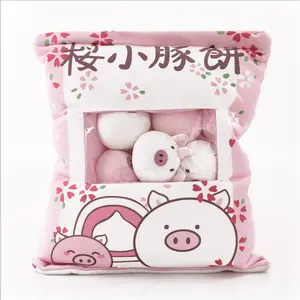 Animaux mignons Pudding jouets en peluche Mini boules rondes poussin ours pingouin lapin un sac de peluche nourriture Snack jouets en peluche oreiller