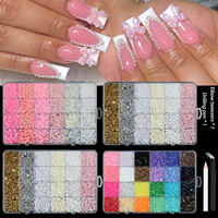 Meilleures ventes : Ensemble d'accessoires pour ongles en boîte 24 ou 28 compartiments, comprenant des strass en résine à fond plat effet perle et breloques pour ongles DIY multicolores