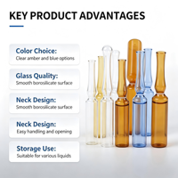 Ampoules en verre multicolores transparentes, ambrées, bleues – Ampoules en verre de plusieurs tailles – Flacons en verre vides pour le stockage de liquides – Vente en gros