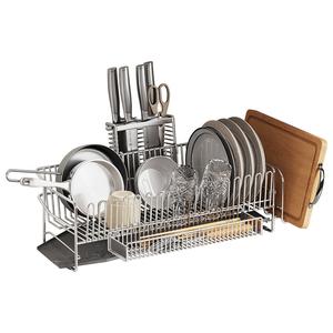 Stainless Steel Kitchen Towel <b>Rack</b> Countertop Two-layer Drain <b>Rack</b> Sink Side Diversion Drain Tableware Collection Non-folding - Product Image 4