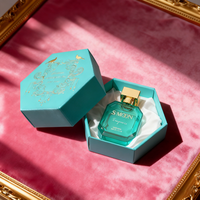 Flacone di Profumo in Vetro Vuoto Quadrato Piatto di Alta Qualità, 30ml 50ml 100ml, con Coperchio Quadrato Dorato e Confezione Regalo