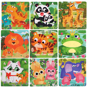 Enfants en bois dessin animé Animal dinosaure 3D Puzzle jeu Montessori bébé aides pédagogiques éducatives jouets pour enfants garçons filles - Product Image 2