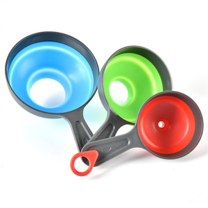 Popular collapsible silicone funnel easy storage funnel set hanging 3-piece wide mouth funnel set logo can be customized