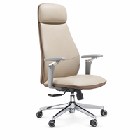 Chaise de bureau ergonomique moderne en cuir PU pivotante/à bras articulés avec accoudoirs et hauteur réglables