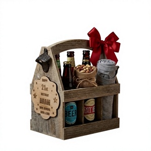 Caddie à bière en bois vintage personnalisé avec ouvre-bouteille, boîte cadeau personnalisée pour bière, porte-bière pour homme, <span class=keywords><strong>anniversaire</strong></span>, fête des pères - Product Image 1