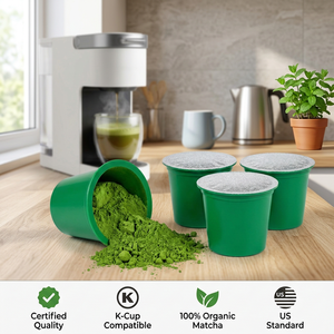 Capsules de thé Matcha K Cup avec manchon compatibles Keurig, thé vert, impression personnalisée, vente en gros, OEM, marque privée, stock d'usine - Product Image 1