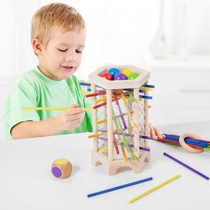 Jeu de société éducatif de comptage personnalisé avec des bâtonnets en bois colorés, des dés et des balles pour les enfants de 4 à 6 ans - Entraînement à la mémoire - Product Image 3