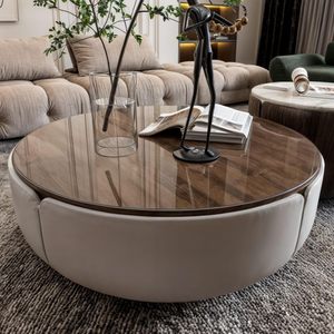 New Style Flower-patterned Coffee <strong>Table</strong> Round <strong>Clear</strong> <strong>Table</strong> Nordic Round Walnut Top Coffee <strong>Table</strong> Wood for Living Room Furniture - Product Image 1