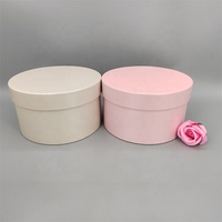 Boîtes cadeaux rondes en carton rigide rose ivoire, revêtement UV, gaufrage, matériaux recyclés, boîte avec logo