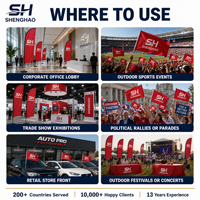 Drapeaux personnalisés sur mesure, livraison rapide disponible pour les événements de fan zones de football, conception gratuite, toutes tailles, durables et pour une utilisation en extérieur.