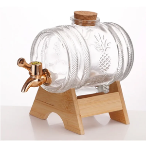 1000ml recyclable créatif en <span class=keywords><strong>forme</strong></span> de tonneau distributeur de vin verre porte-bouteille de vin verre à whisky ensemble de vin - Product Image 1