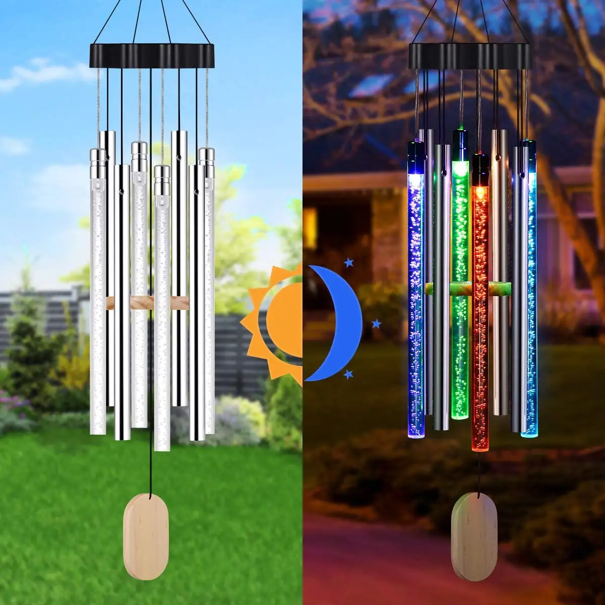 Campanula Hanging Iron Crafts Solar betriebene Windspiel glocken hängen lebendes Bett Home Outdoor Garden Decor Solar Windspiele