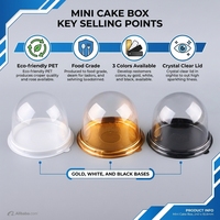 Boîte à pâtisserie, biscuits, bonbons, desserts, gâteaux, mini, écologique, en PET, dorée, blanche, noire, ronde, transparente, avec couvercle en dôme, 90 mm, 110 mm, best-seller