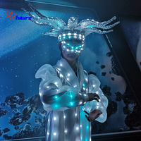 Costume de sorcière lumineux LED en polyester pour enfants, 1 pièce, noir, vêtements de sorcière pour filles, film TV, fée