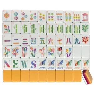 Ensemble de Mahjong Américain de Luxe à Motif Floral Pastel, Écologique, en Acrylique, avec Pieds Pliants, pour 4 Joueurs, Tuiles de Jeu, Tuiles Joker, Cadeau de Fêtes - Product Image 6
