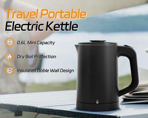 Bouilloire électrique portable exclusive pour les voyages, 0,6 L, acier inoxydable 304, 800 W, contrôle numérique, anti-ébullition à sec, usage domestique - Product Image 5