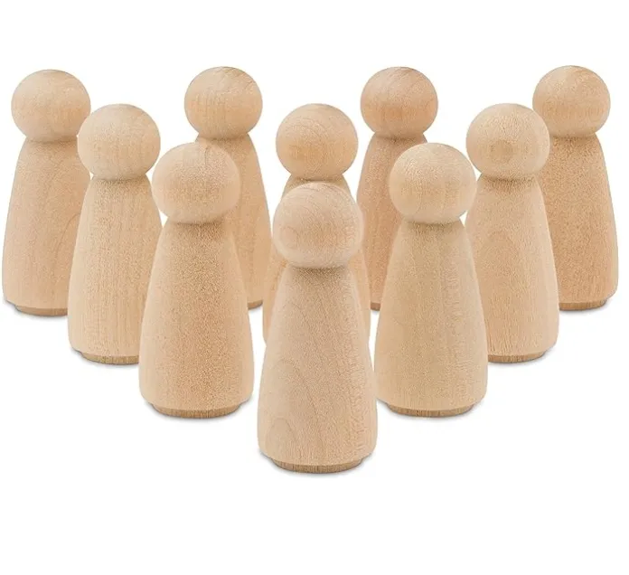 Bonecos peg de madeira inacabados para pessoas, bonecos de madeira de bétula em forma de anjo para crafting de figuras em miniatura e jogo de mundo pequeno