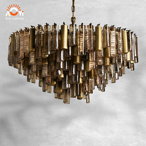 Luminaire suspendu LED en <span class=keywords><strong>tissu</strong></span> et métal artistique - Décoration contemporaine pour résidence haut de gamme et bar - Product Image 2