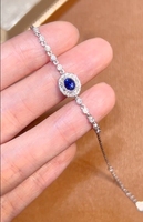 Bracelet de tennis en saphir bleu royal naturel en or blanc 18 carats brillant pour femmes, cadeau de bijoux de fiançailles