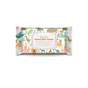 Customizable Hypoallergenic Scented Bamboo Biodegradable Flushable Baby Wet Tissue Wet Wipes