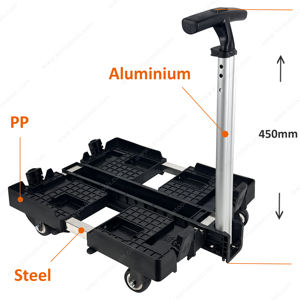 Chariot de courses pliable multifonctionnel à deux niveaux pour l'extérieur, chariot de service, chariot utilitaire pliable avec caisse de rangement - Product Image 6