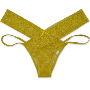 Estilo V Em Forma Tanga Calcinha Underwear Mulheres Sexy Lace Calcinha Preço de Fábrica Novo para Senhoras De Malha Padrão Plaid Tingido Plain