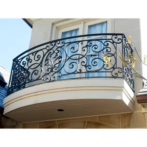 Luxury house second floor exterior balcony iron railing design