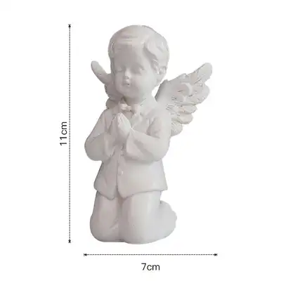 Estatua de alas de Ángel hecha a medida, de poliresina, blanca pura, pequeña, Cherub