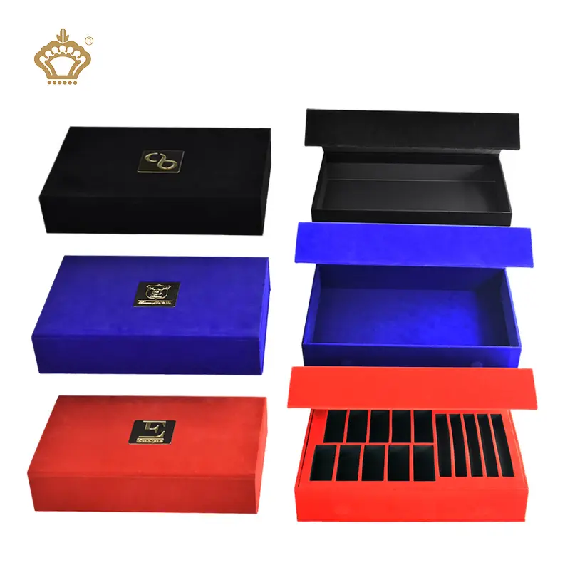 Luxurious Elegant Custom Paper Magnetic Gift Box Black Velvet Box Packaging With Metal Golden Metal