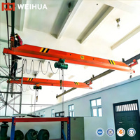 WEIHUA Grúa Puente Monoviga Suspendida de Estilo Europeo con Baja Altura de Montaje, 220V, 5t, 10t, 20 Toneladas, con Polipasto Eléctrico y Control Remoto